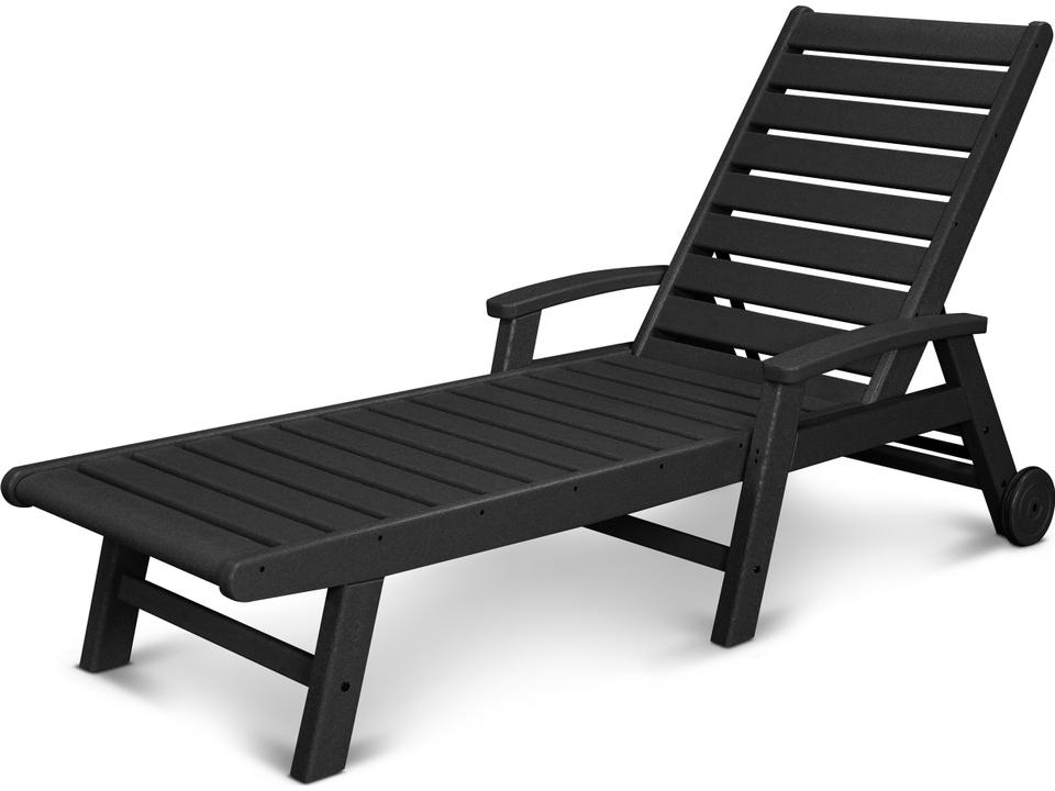 POLYWOOD Signature Recycled Plastic Chaise Lounge with Wheels in Slate Grey