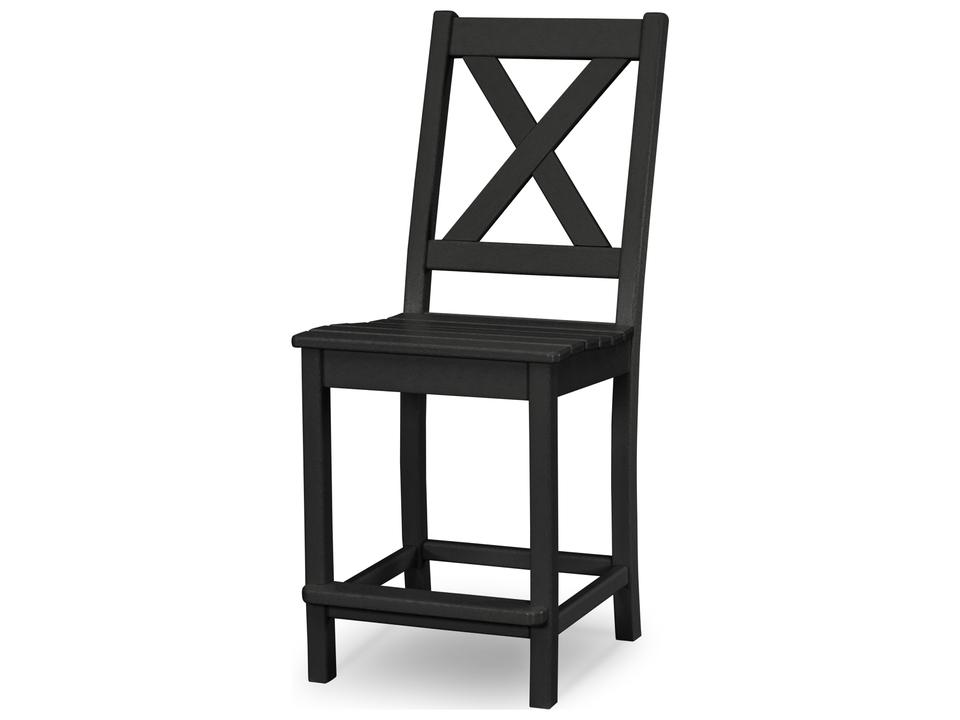 POLYWOOD Braxton Recycled Plastic Counter Side Chair with X-Back Design