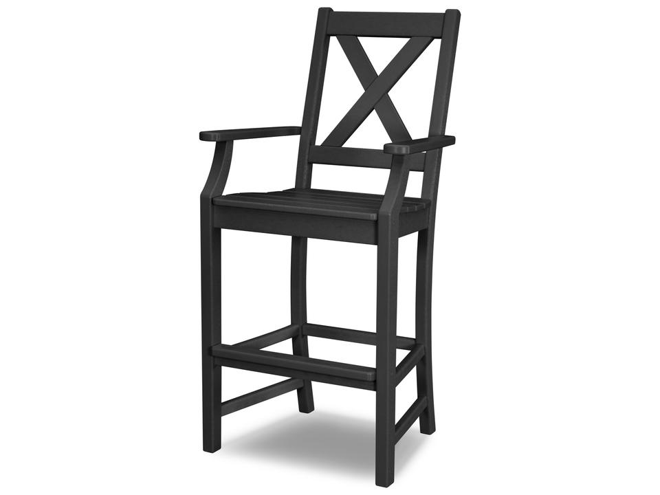 POLYWOOD Braxton Recycled Plastic Outdoor Bar Arm Chair