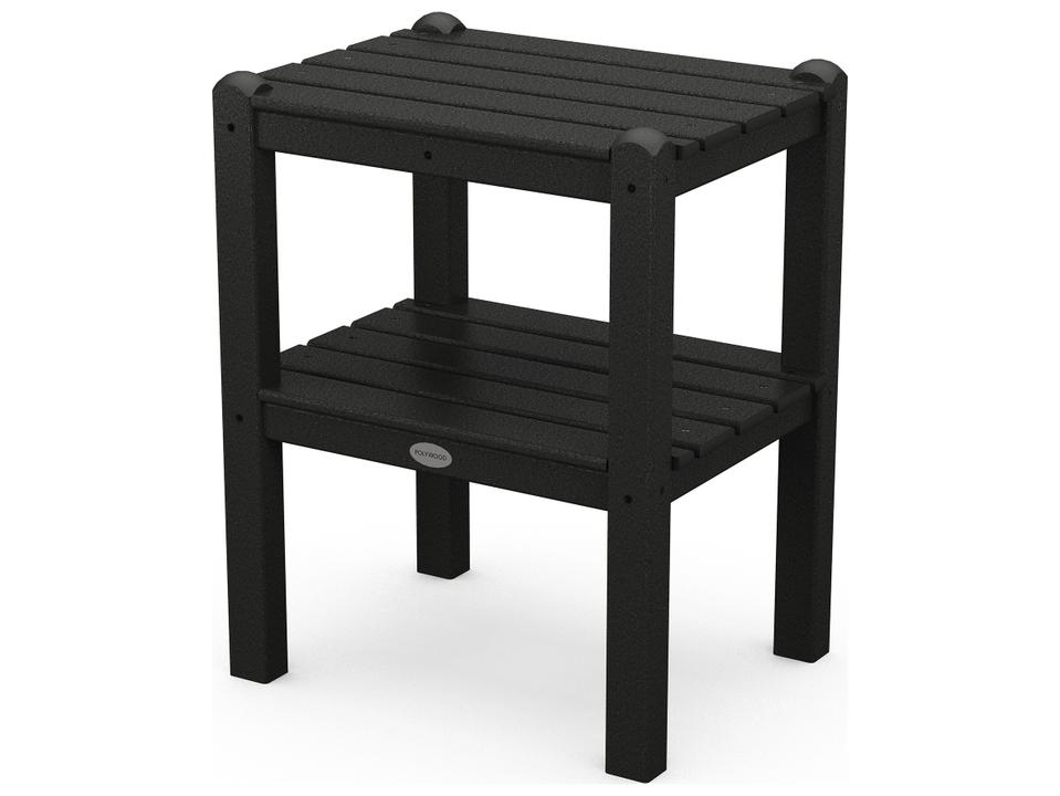 POLYWOOD Two Shelf Side Table Weather-Resistant Recycled Plastic Outdoor Accent Table
