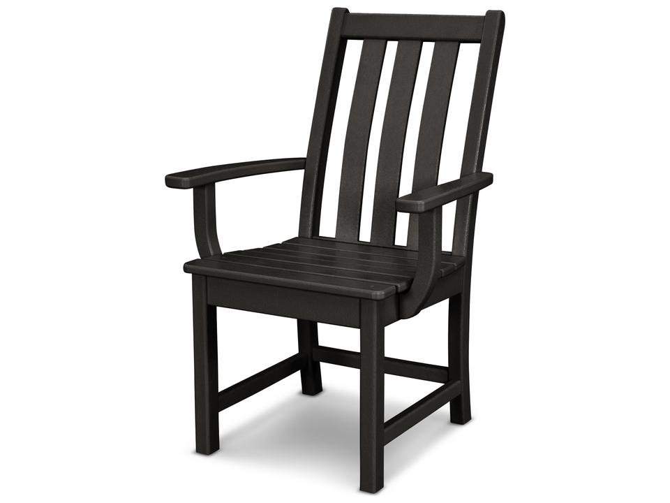 POLYWOOD Vineyard Upholstered Dining Armchair in All-Weather HDPE Lumber