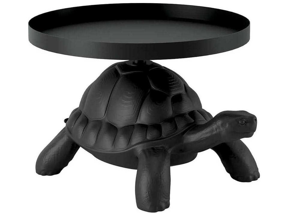 Turtle Carry Round Plastic Black End Table
