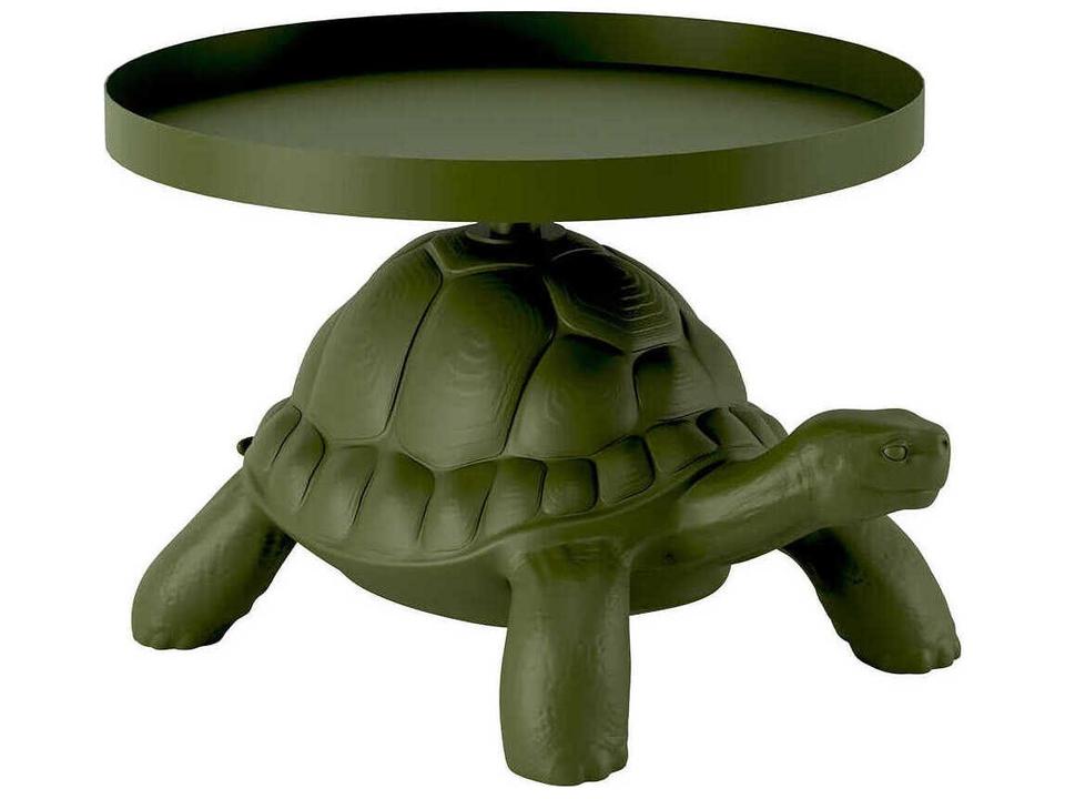 Turtle Carry Round Plastic Deep Green End Table