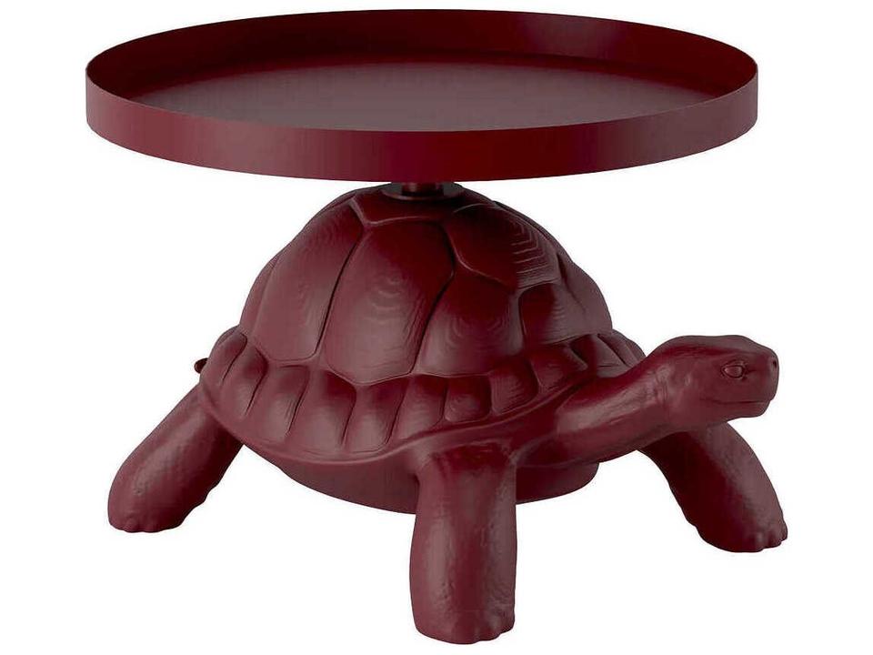 Turtle Carry Round Plastic Indian Red End Table