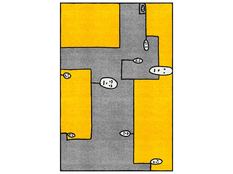 Genetic Tales Graphic Area Rug with Dog Design in Yellow