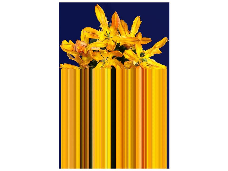 Glitch Abstract Rectangular Area Rug in Yellow