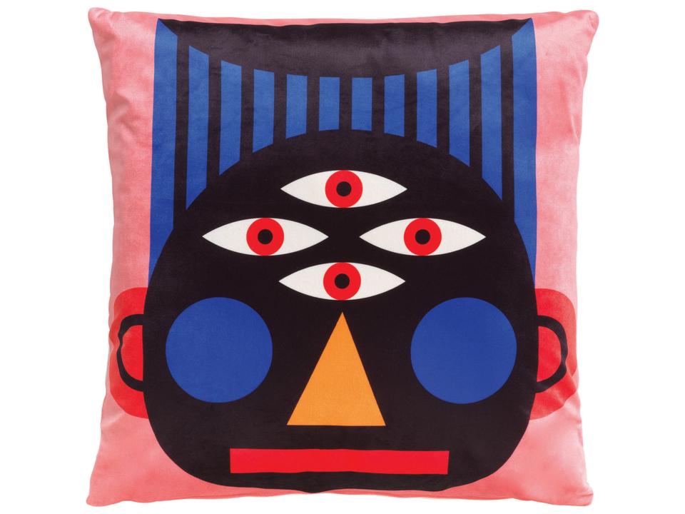 Oggian Face Decorative Accent Pillow in Polyester and Acrylic
