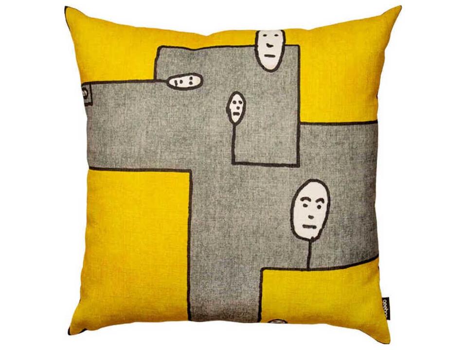 Genetic Tales Dog Pillow in Acrylic and Faces Pattern by Andrea Branzi
