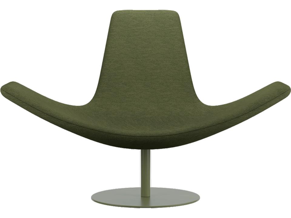 Wing Upholstered Armchair in Green Fabric