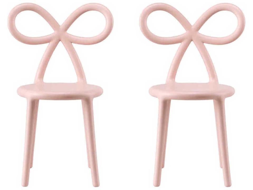 Ribbon Pink Armless Dining Side Chair Set of 2