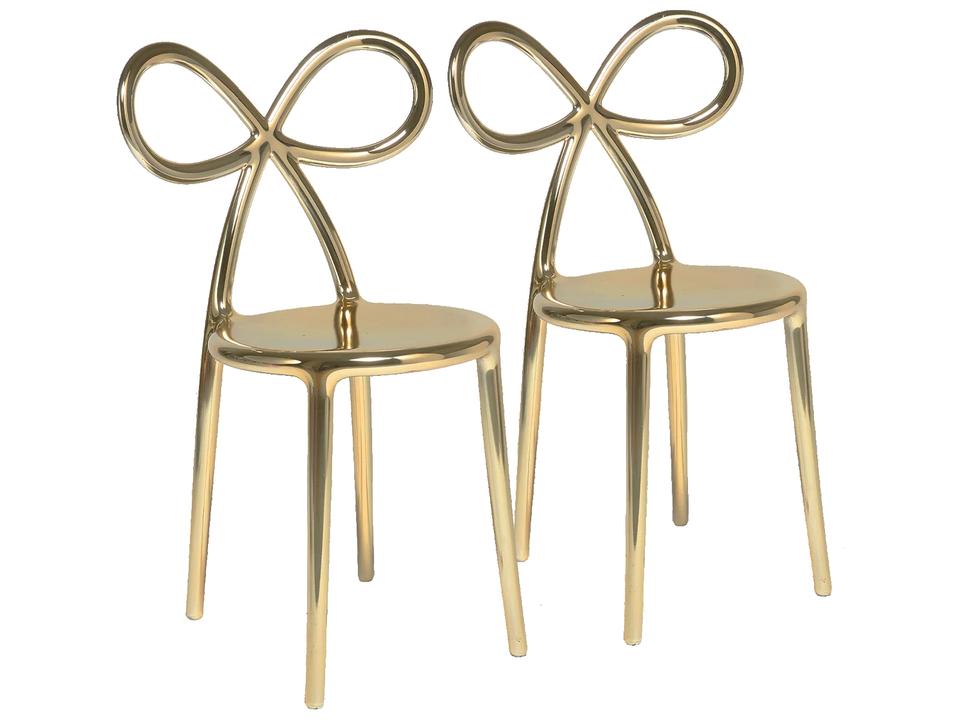 Ribbon Gold Armless Dining Side Chair Set of 2