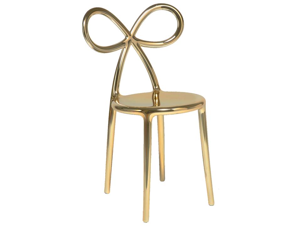 Ribbon Armless Dining Side Chair in Gold Metallized Polypropylene