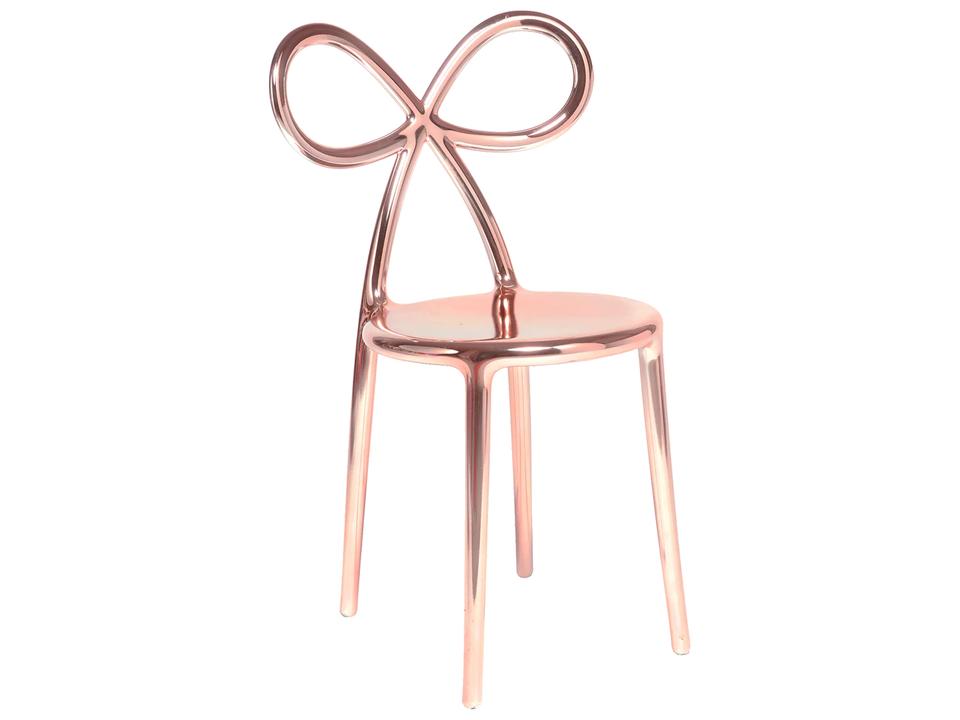 Ribbon Armless Dining Side Chair in Metallic Pink Gold