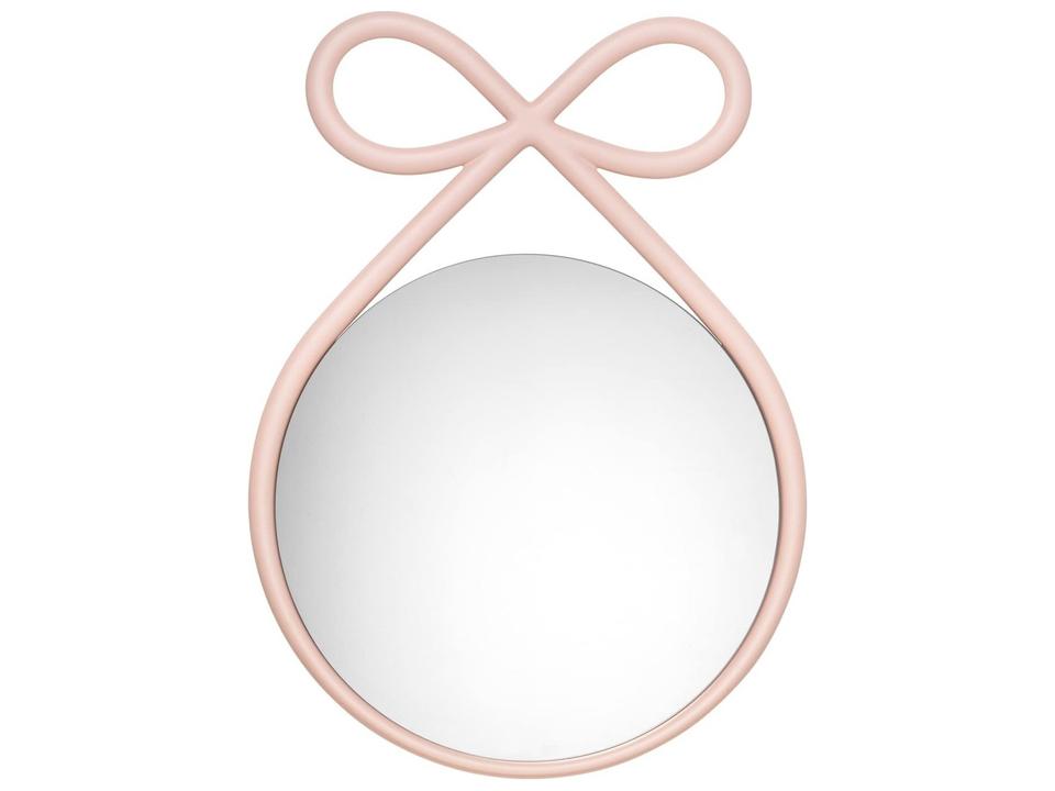 Ribbon Round Wall Mirror in Pink Polypropylene by Nika Zupanc