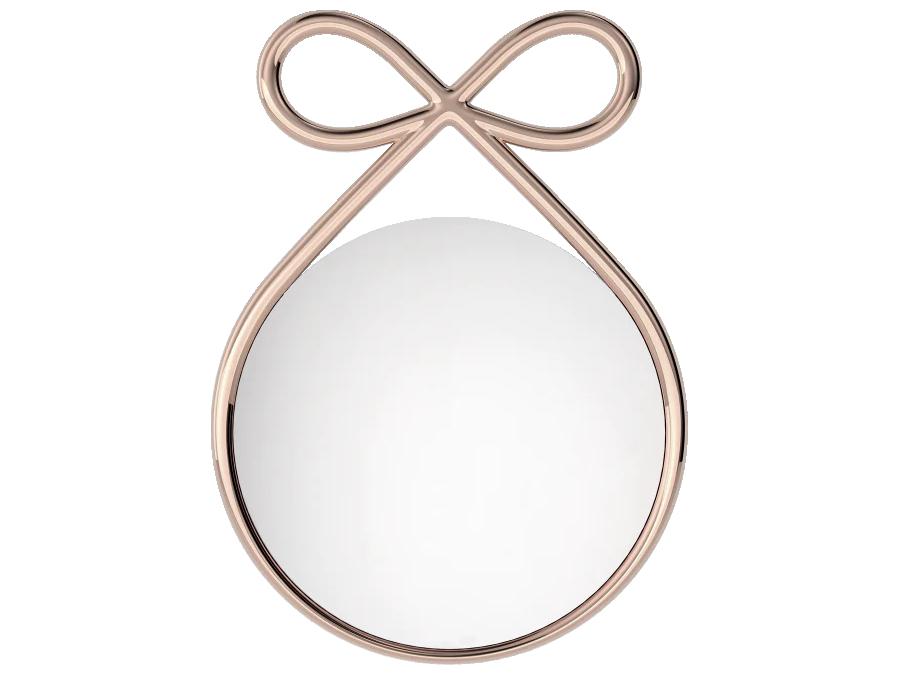 Ribbon Round Wall Mirror in Pink Gold Metallized Polymer and Glass by Nika Zupanc