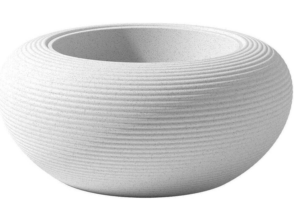Nami 38 Inch Round Recycled Polyethylene Planter in Stone White Mix