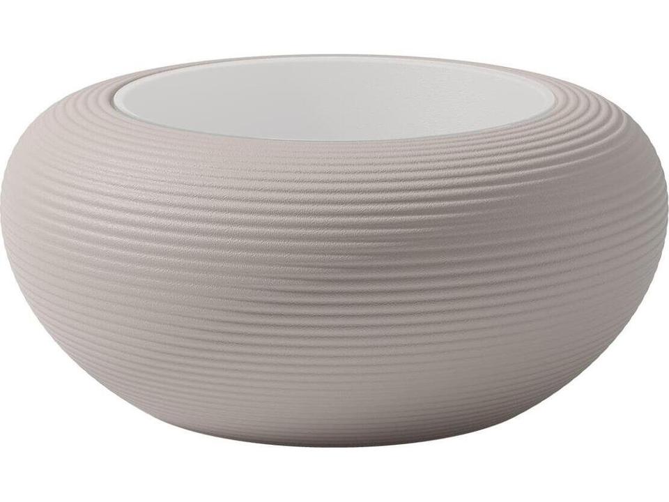 Qeeboo Nami Round End Table with Glass Top in Dove Grey