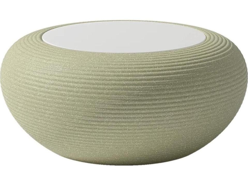 Nami Round 38-Inch Recycled Plastic End Table in Sage Green Mix