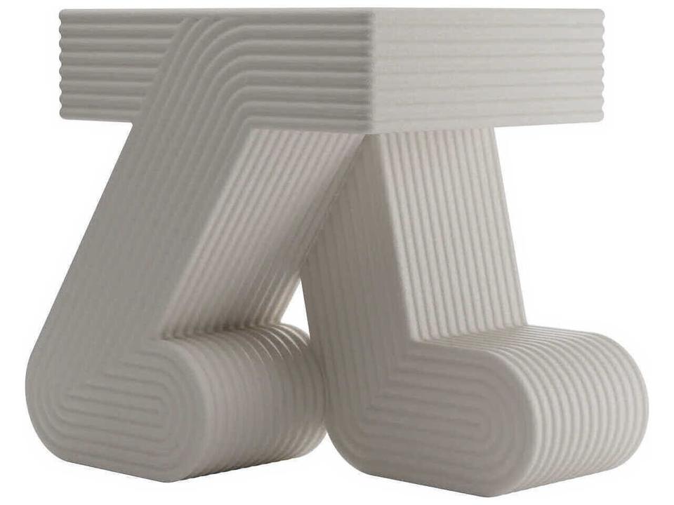 Walking Square End Table in Ivory Recyclable Polyethylene by Maum Studio