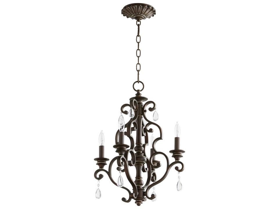 San Miguel 4-Light Vintage Copper Crystal Chandelier