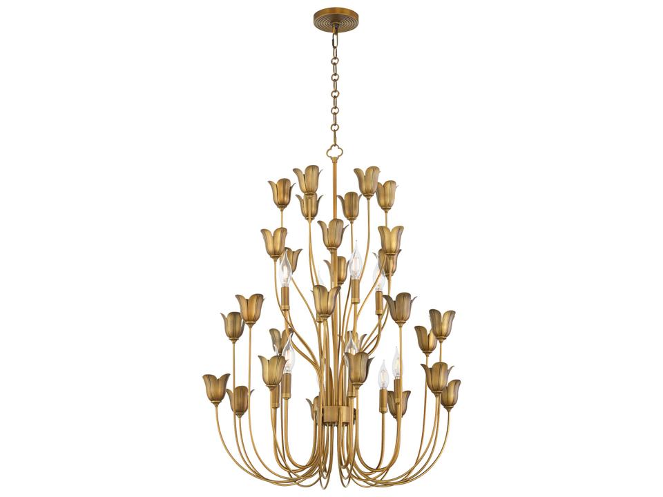 Lillet 10-Light Brushed Brass Traditional Geometric Tiered Chandelier