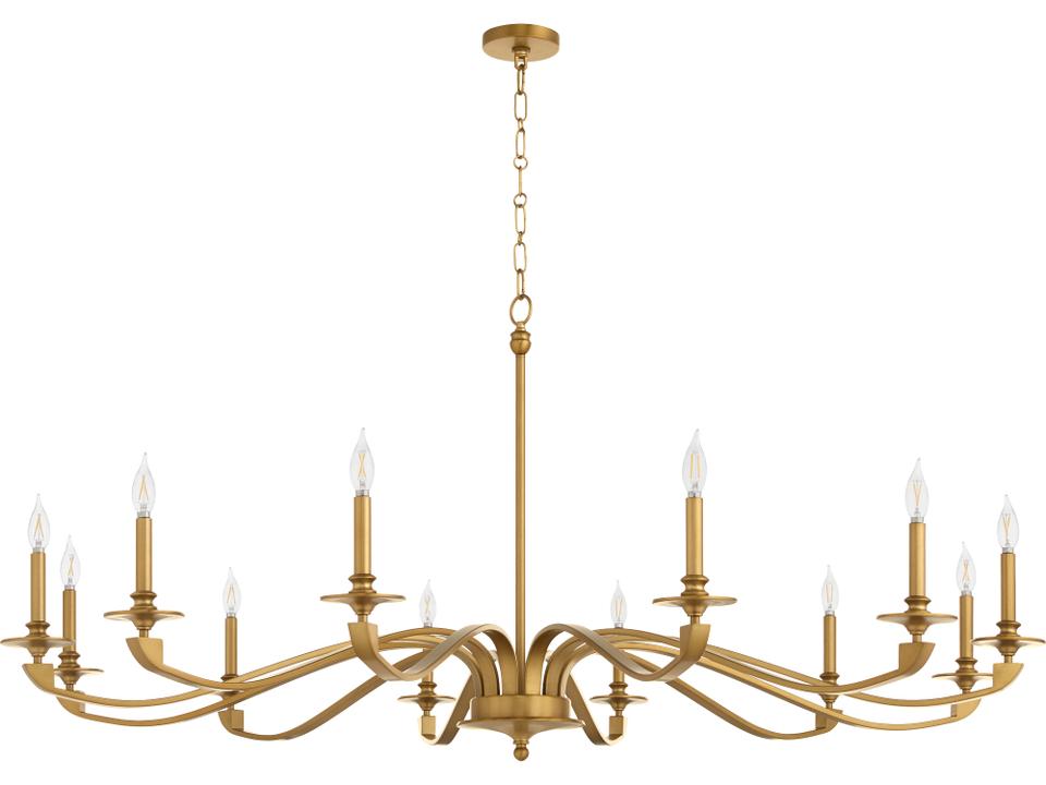 Chantelle 12-Light Candelabra Chandelier in Brushed Brass