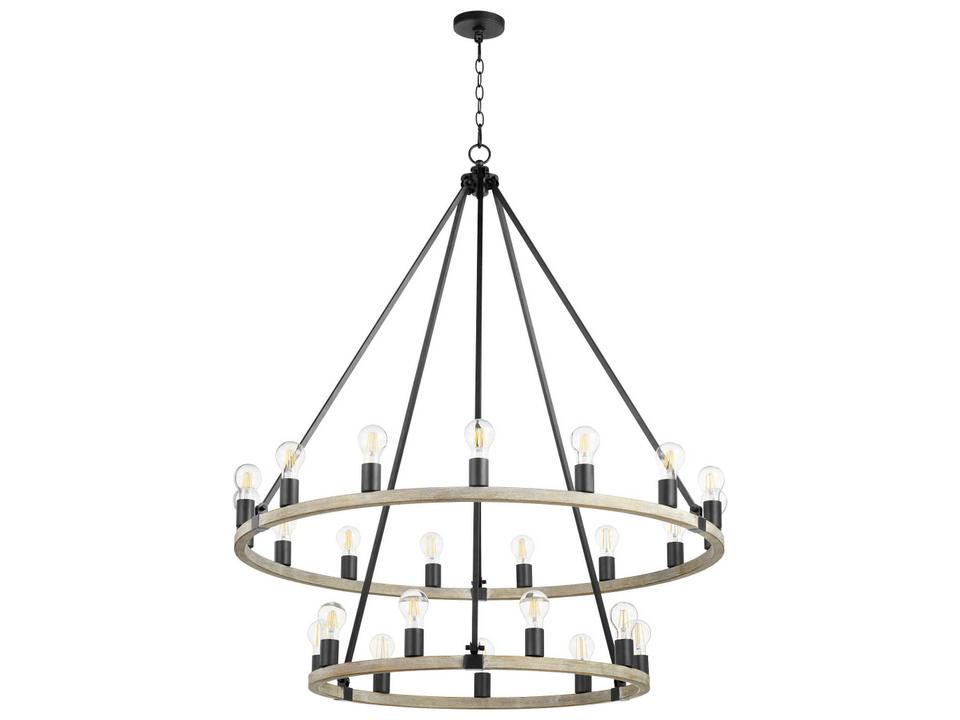 Paxton 24-Light Chandelier in Noir and Weathered Oak Finish