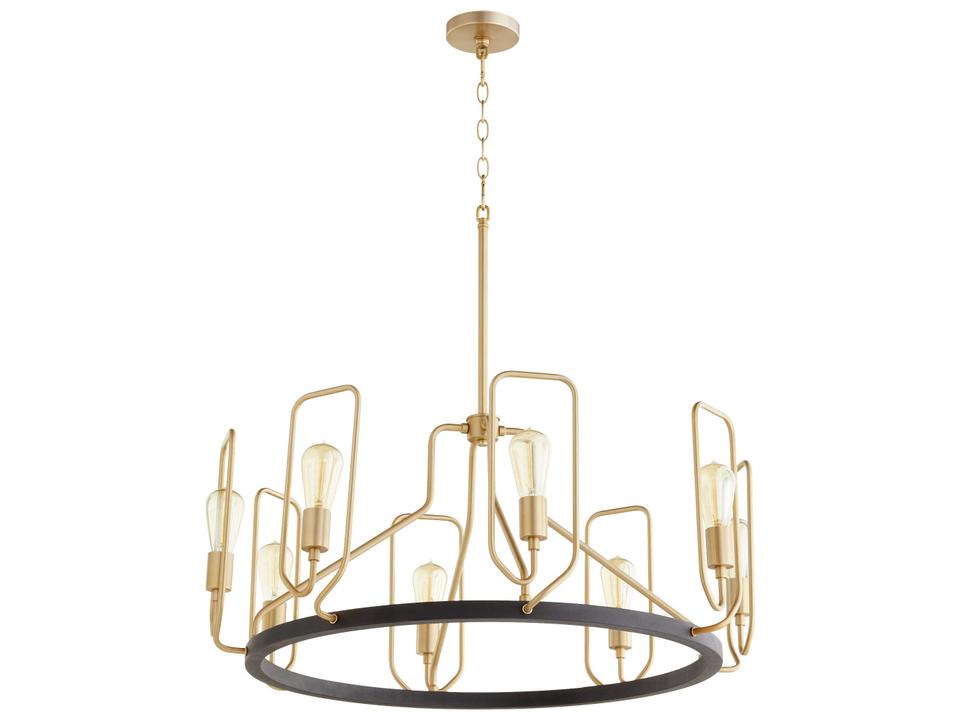 8-Light Howe Ring Chandelier in Textured Black and Aged Brass