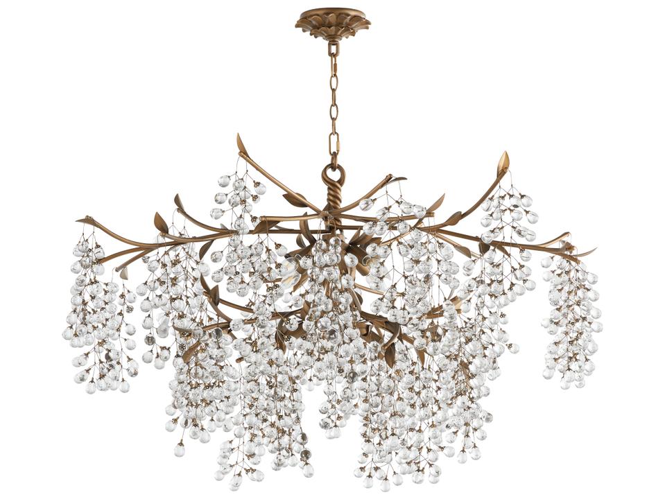 Glicina 8-Light Natural Brass Chandelier with Crystal Drops