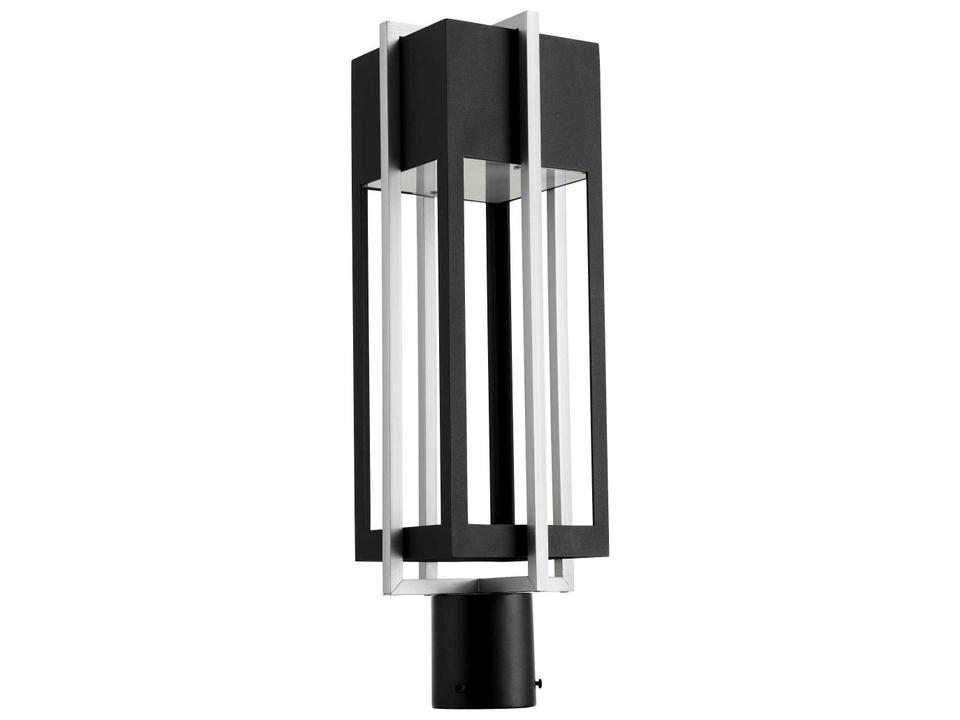 Al Fresco 1-Light LED Outdoor Post Light in Noir and Brushed Aluminum