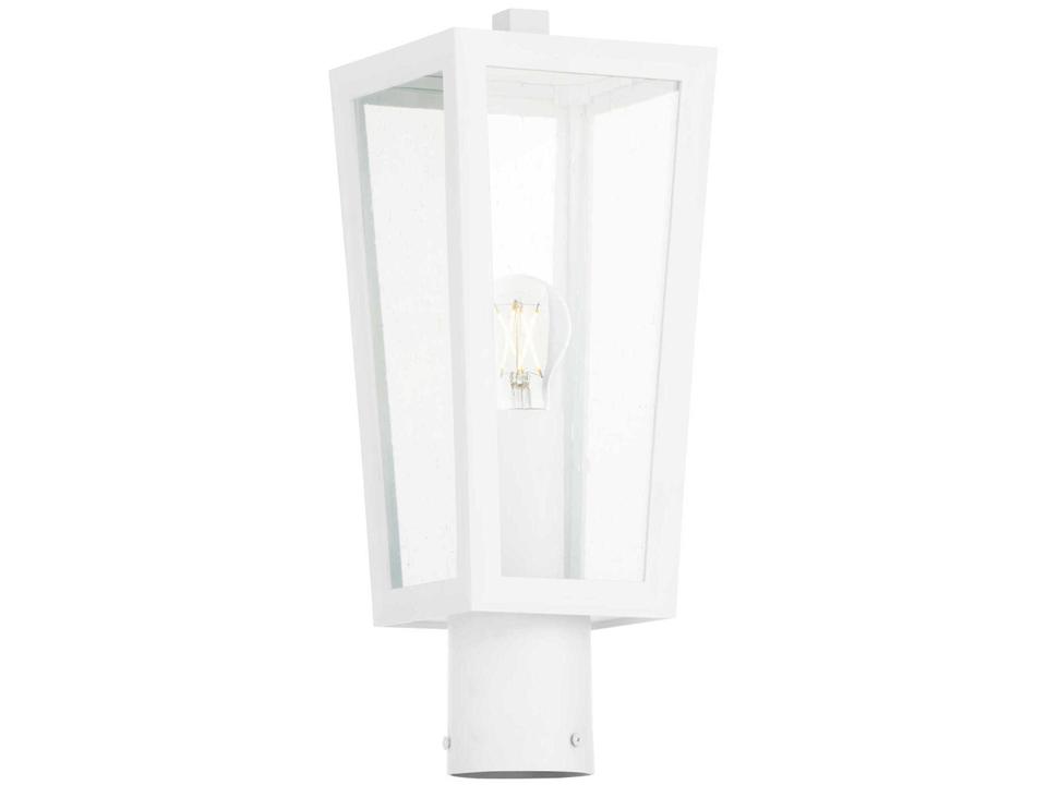 Bravo 1-Light Outdoor Post Lantern in White with Clear Seeded Glass