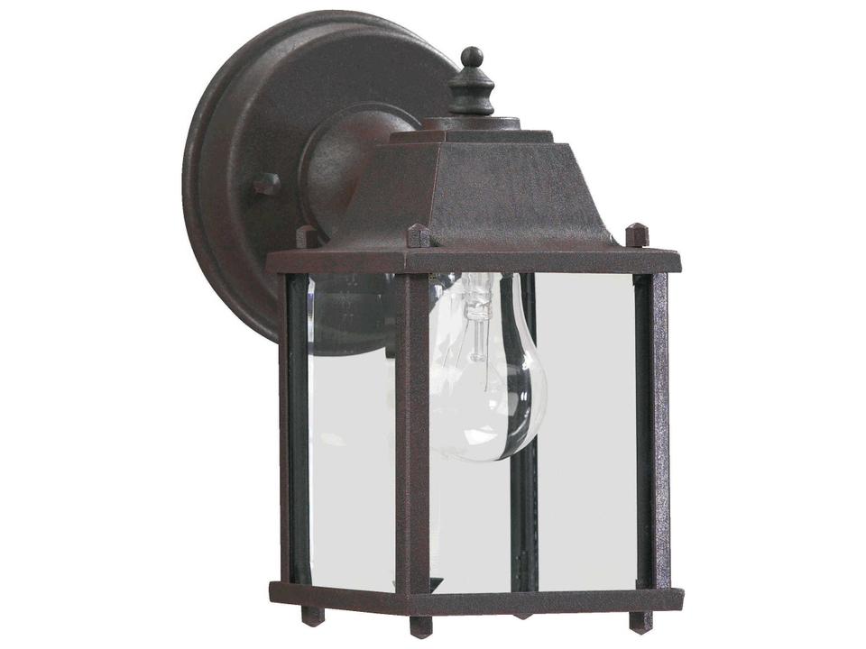 Fort Worth 1-Light Outdoor Wall Lantern in Rust with Clear Glass