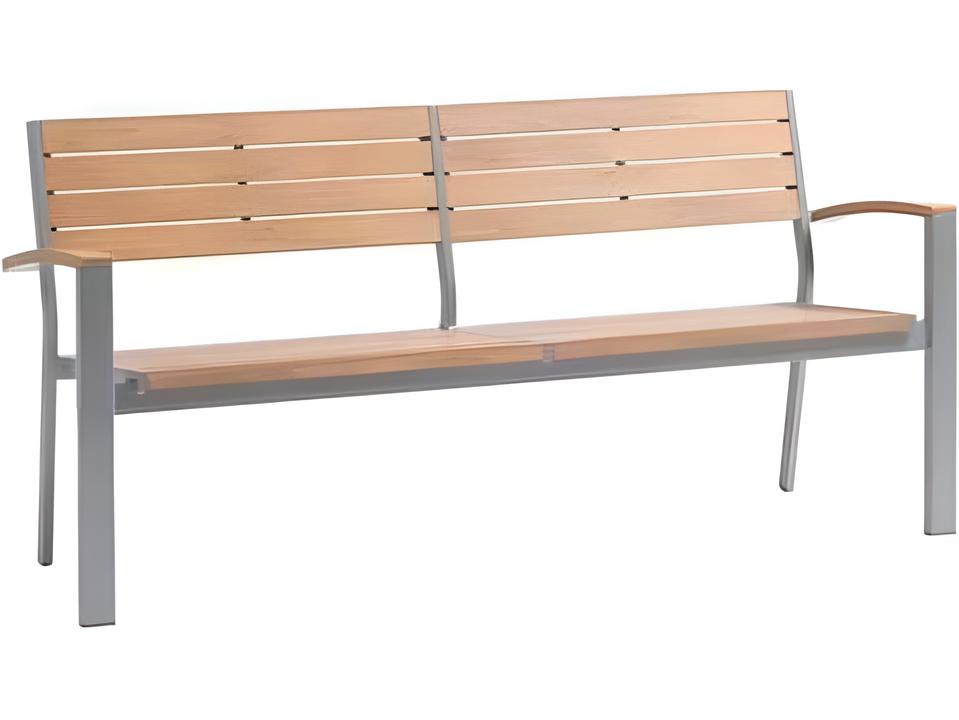 New Mirage Silver Aluminum Faux Teak Stackable Bench