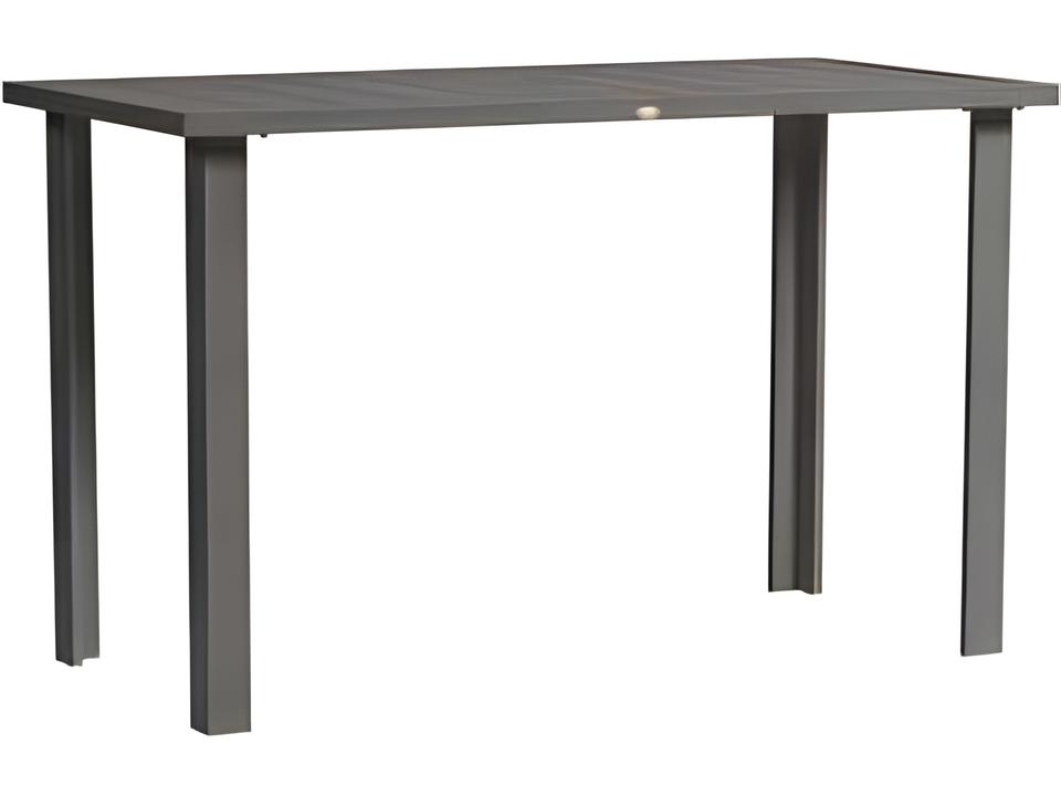 Limo Rectangular Counter Table with Umbrella Hole in Hand Brushed Ash Grey Aluminum