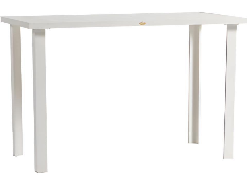 Limo Rectangular Counter Table in Whitewash Powder-Coated Aluminum with Umbrella Hole
