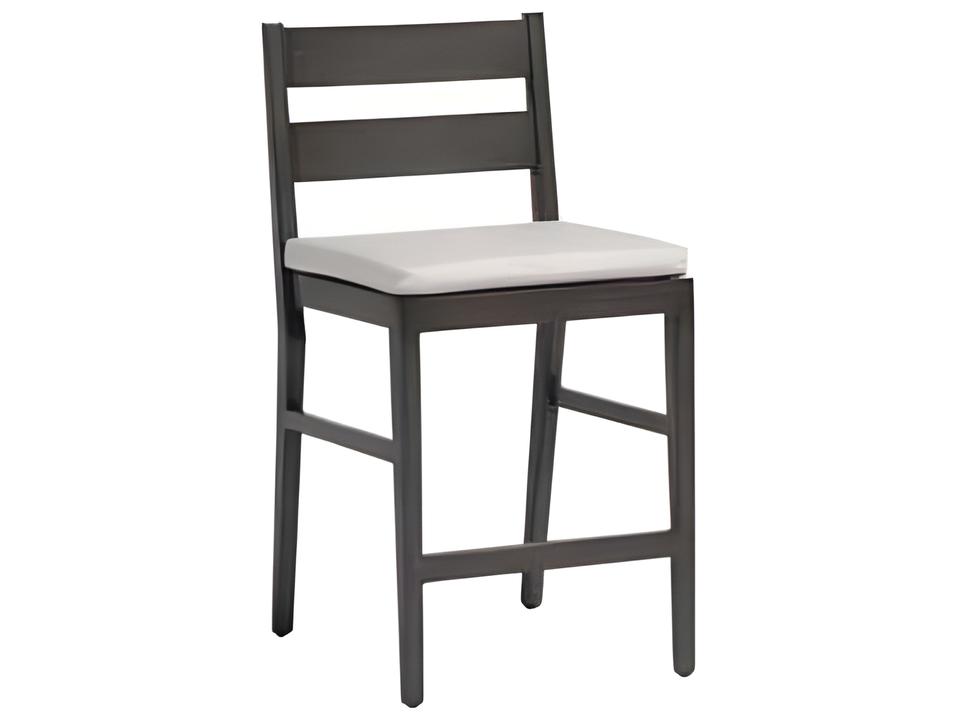 Lucia Silver Ash Grey Aluminum Cushion Counter Stool