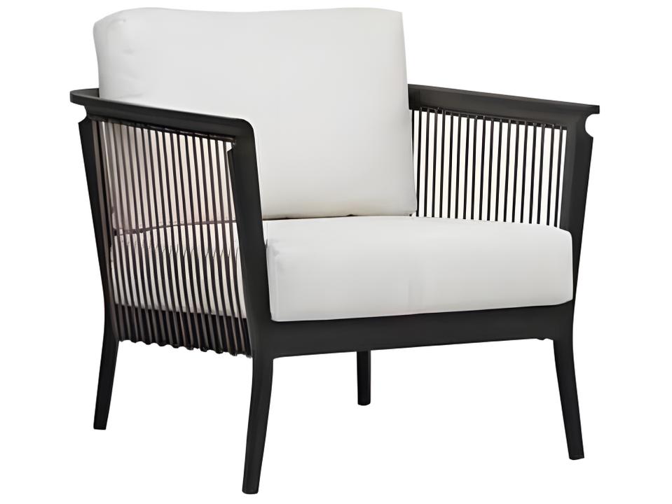 Copacabana Outdoor Lounge Chair in Black Powder-Coated Aluminum and Brown Durarope