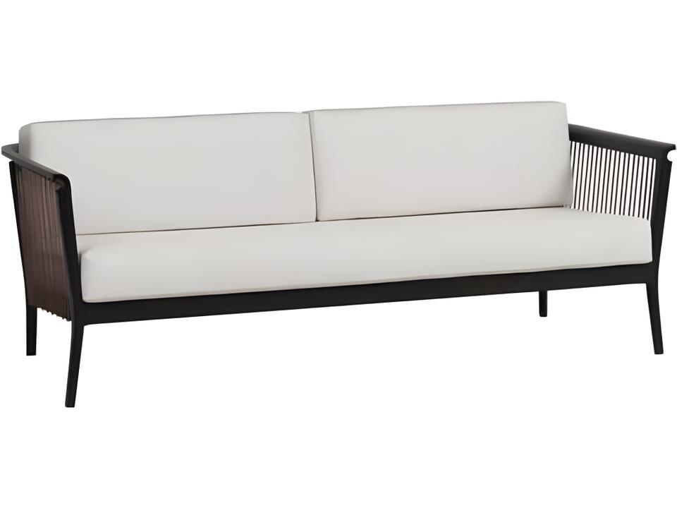 Copacabana Outdoor Sofa in Black Powder-Coated Aluminum and Brown Durarope