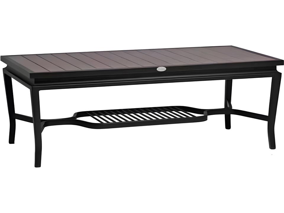 Copacabana Rectangular Coffee Table in Brown Aluminum Top and Black Powder-Coated Frame