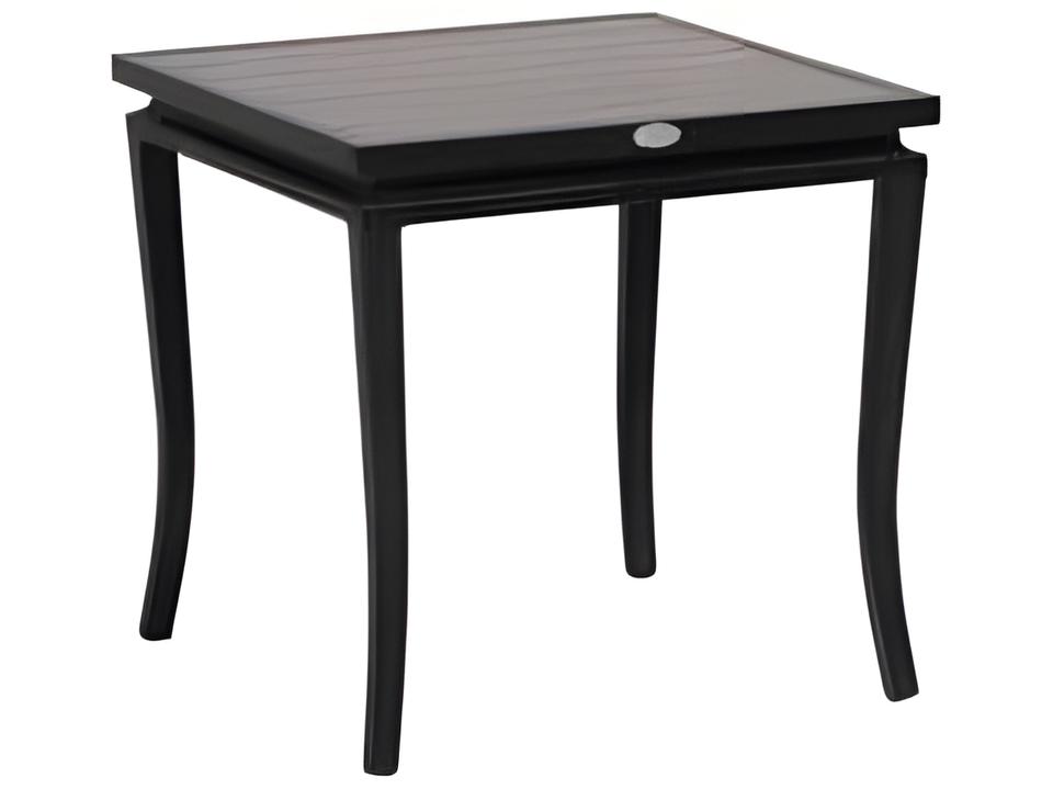 Copacabana Square Aluminum Outdoor End Table in Silver Brown and Black