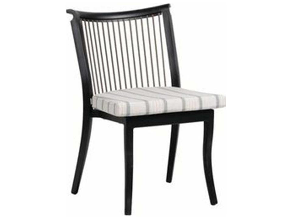 Copacabana Outdoor Aluminum Cushion Dining Side Chair in Black Powder Coated Frame