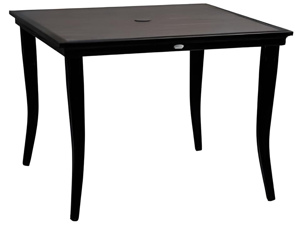 Copacabana Square Dining Table in Silver Brown and Black Aluminum with Umbrella Hole