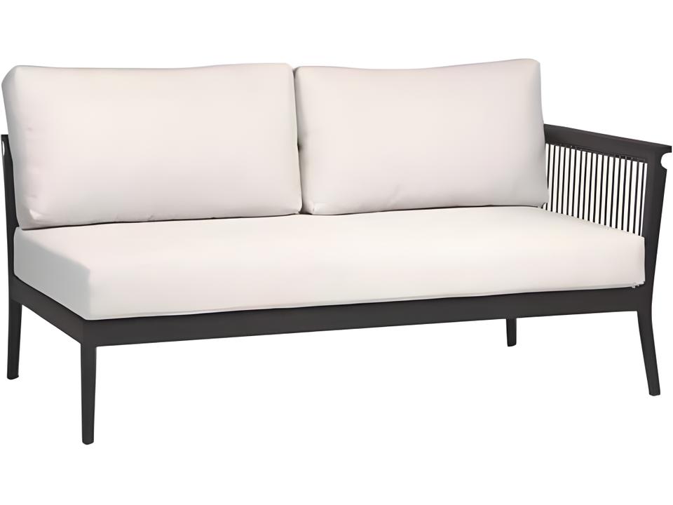 Copacabana Outdoor Aluminum Loveseat in Black Powder-Coated Frame and Brown Durarope