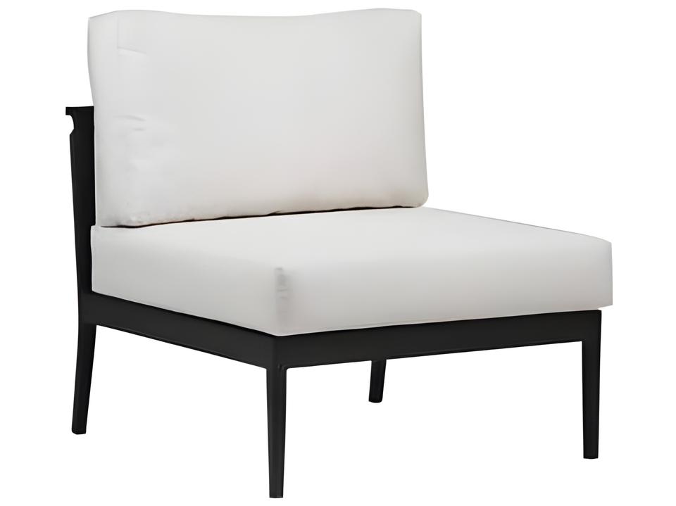 Copacabana Armless Modular Lounge Chair in Black Aluminum and Brown Durarope