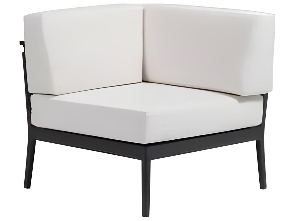 Copacabana Outdoor Corner Lounge Chair in Black Aluminum and Brown Durarope