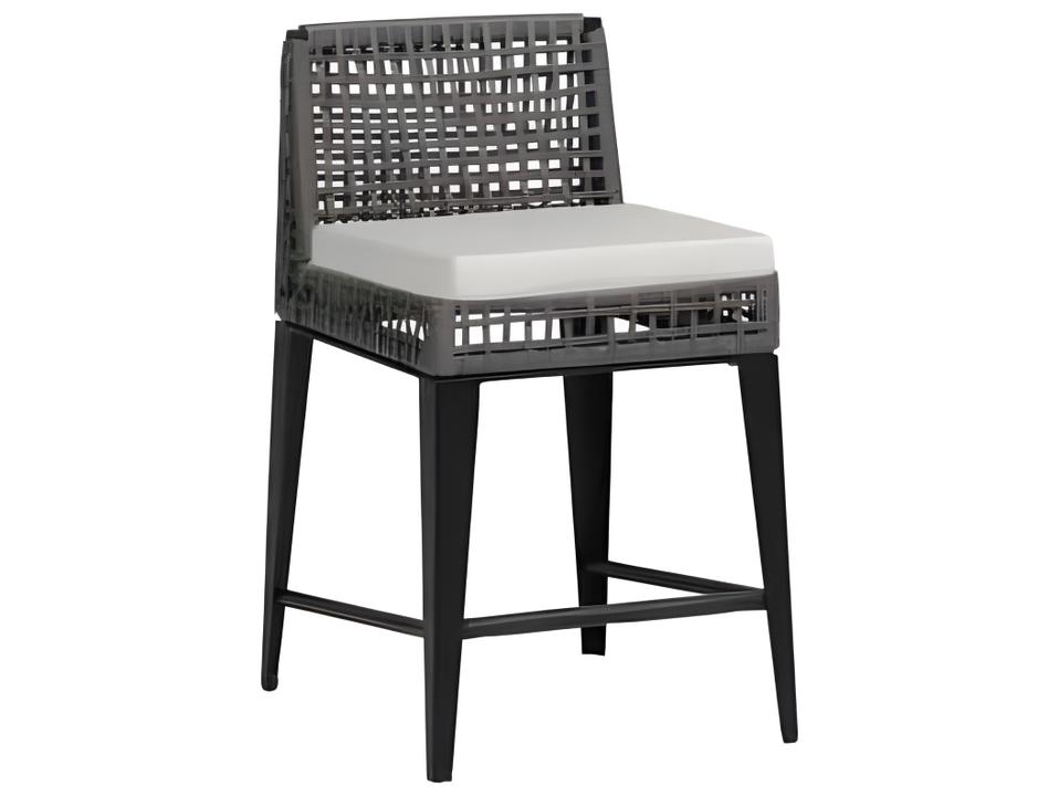Genval Aluminum Durarope Counter Stool with Cushion in Silver Black