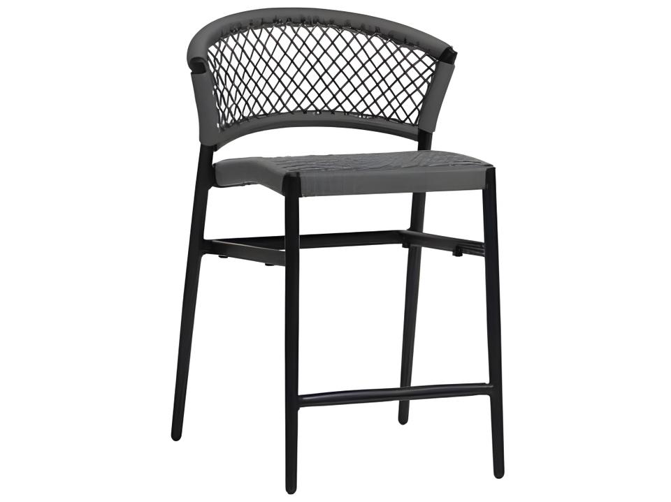 Ria Armless Stackable Aluminum Rope Counter Stool Grey