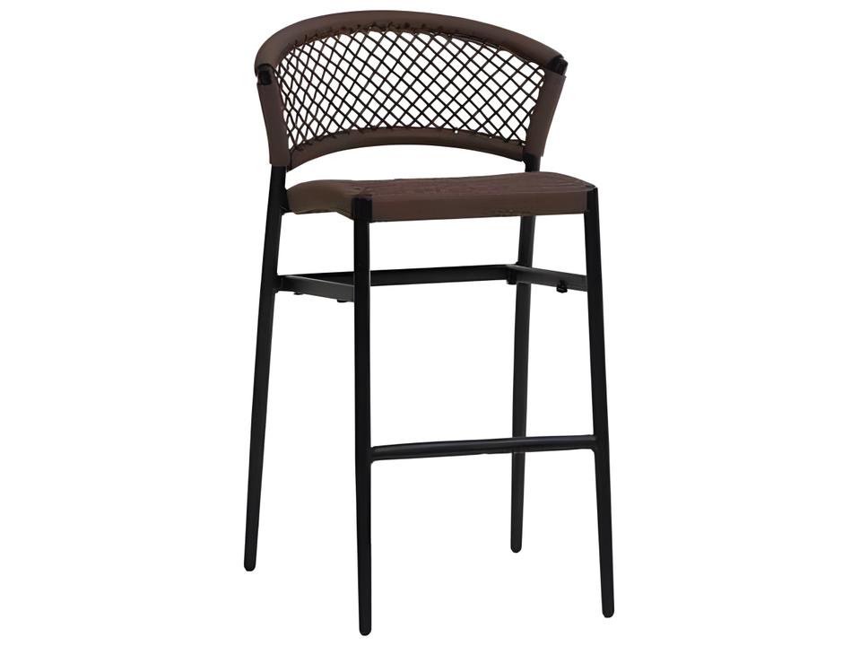 Ria Silver Black Aluminum Rope Bar Stool