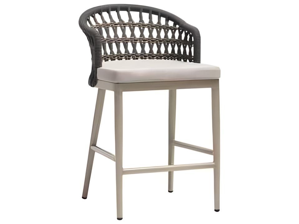Coconut Grove Counter Stool with Cushion in Pearl Aluminum