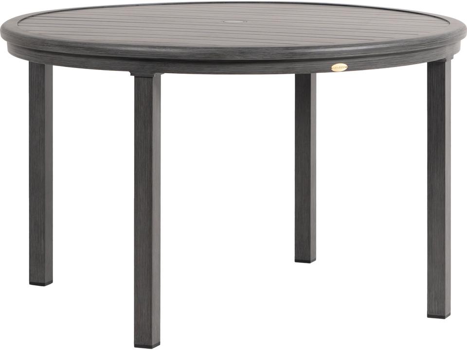 Canbria 48-Inch Round Aluminum Outdoor Dining Table in Opal Grey with Umbrella Hole